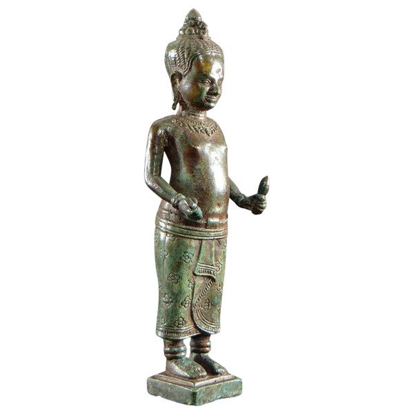 Cambodge, Peuple Khmer, Fin Du XIXème Siècle, Statue De Vishnu (vishnou) En Bronze.