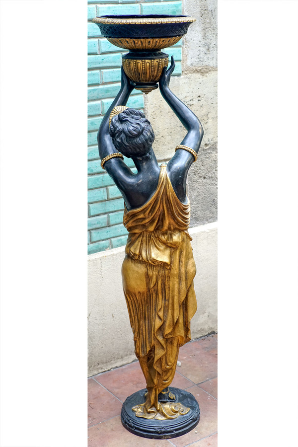 DUBANTON, "POLYCHROME BRONZE FEMME, grand serviteur", XX secolo.