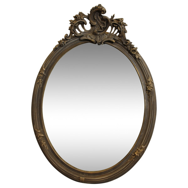 Miroir Ovale Style Louis XV, Coquille Et Patine 48 X 65 Cm