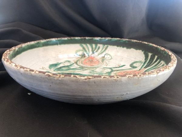 Ceramic bowl with floral pattern by Albert Thiry Vallauris