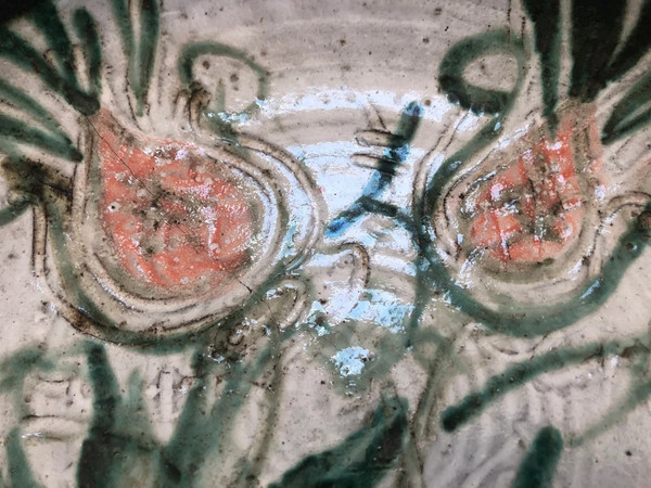 Ceramic bowl with floral pattern by Albert Thiry Vallauris