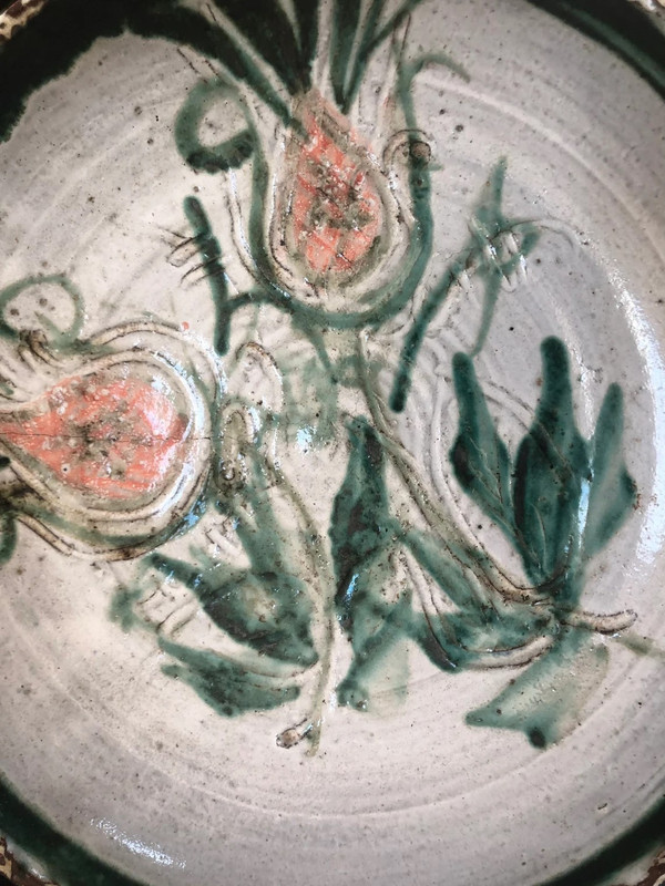 Ceramic bowl with floral pattern by Albert Thiry Vallauris