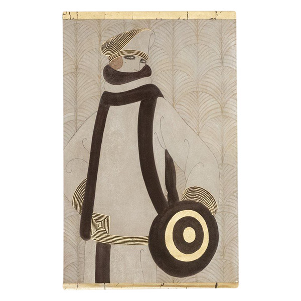Painted canvas in Art Deco style. Contemporary work.
