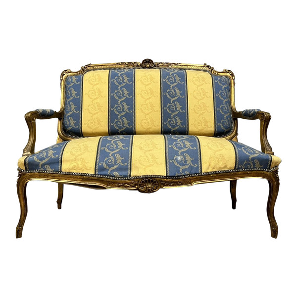 banquette de style louis XV en bois doré époque XXeme siècle