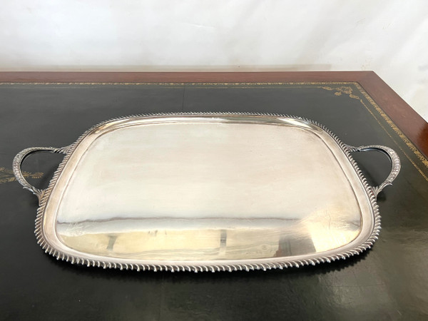 Rechteckiges Tablett mit versilberten Griffen Goldsmith Mappin und Webb (Englisch)