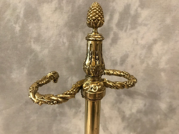 Ravissant porte parapluies en bronze et laiton d'époque 19 ème serviteur de cheminée seul 