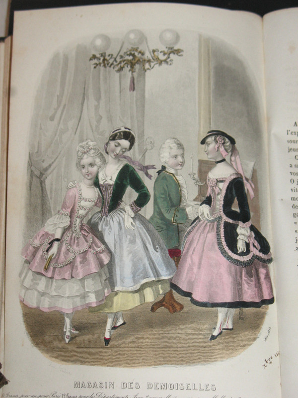 Magasin des demoiselles 3 volumes complets avec planches en couleur gravures de mode 1850 à 69