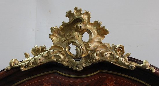  Libreria in mogano e palissandro, stile Luigi XV, periodo Napoleone III - metà XIX secolo