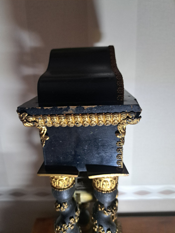 Old Napoleon 3 Portico Clock with Boulle Marquetry