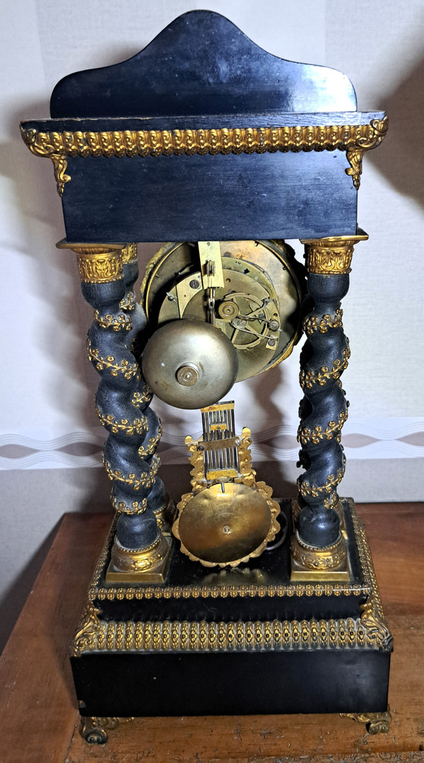 Old Napoleon 3 Portico Clock with Boulle Marquetry