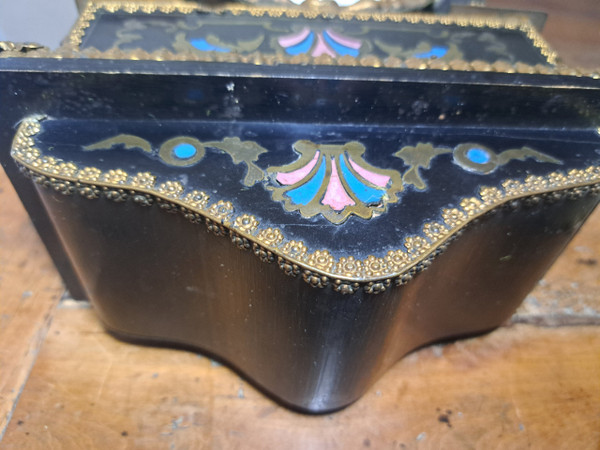 Old Napoleon 3 Portico Clock with Boulle Marquetry