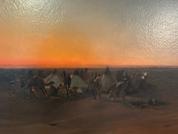 F-A Biard (1798-1882) After - Großes orientalistisches Gemälde Biwakszene um 1850