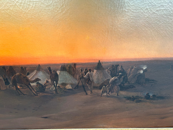 F-A Biard (1798-1882) After - Großes orientalistisches Gemälde Biwakszene um 1850