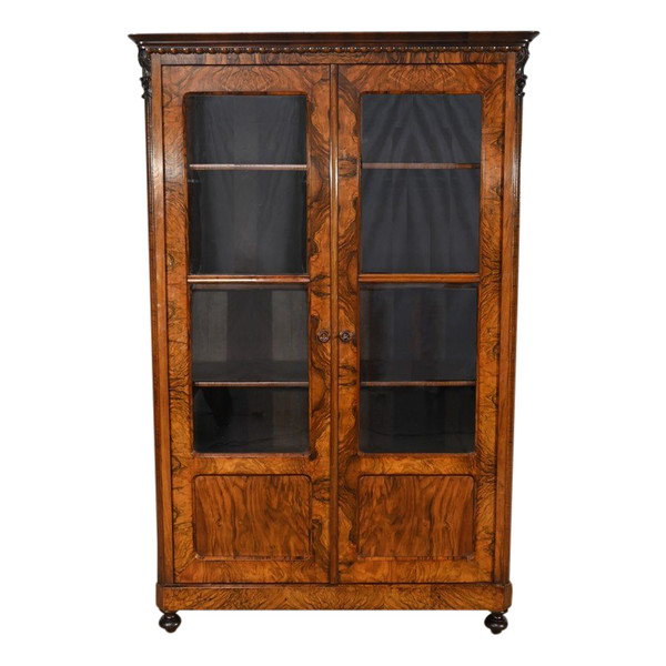 Burl Walnut Bookcase, Restoration Period – Early 19th Century