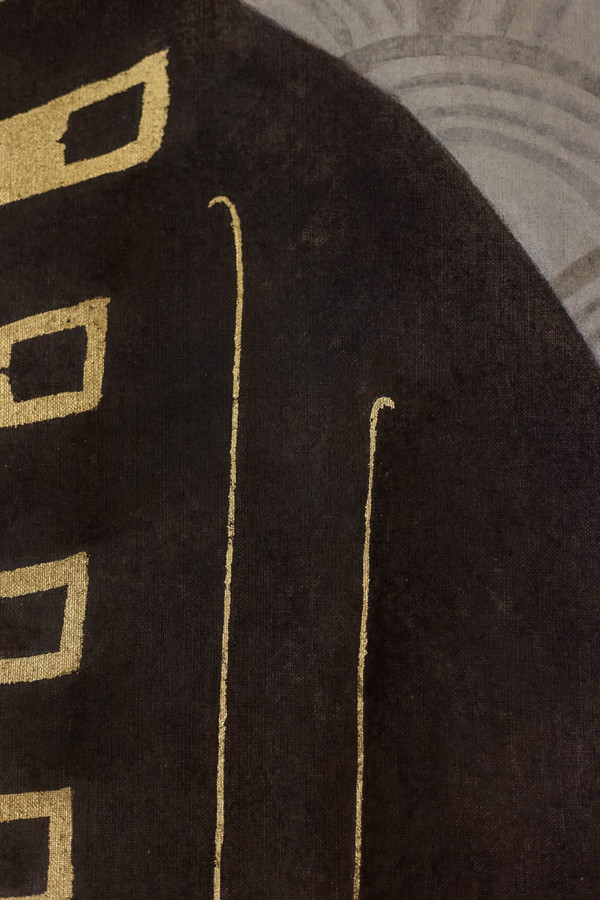 Painted canvas in Art Deco style. Contemporary work.