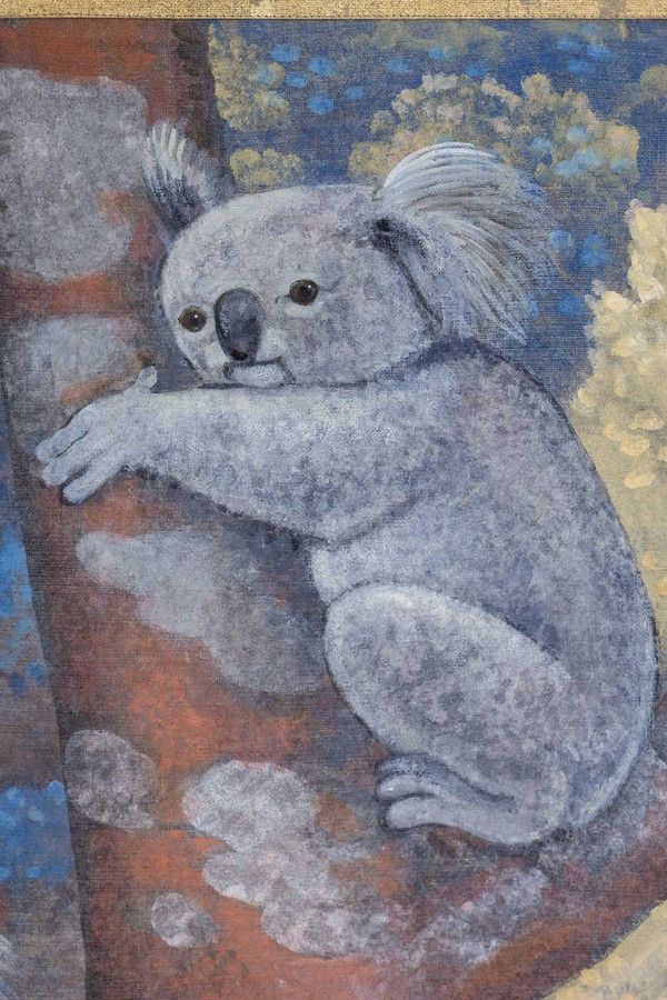 Bemalte Leinwand, die Koalas darstellt. Zeitgenössische Arbeit