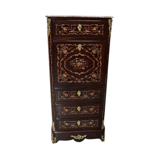  Small Secretary Inlaid, in Rosewood, Louis XIV style, Napoleon III period - 19th century