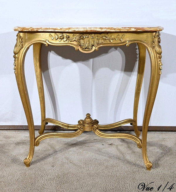Petite Table de Milieu en Bois Doré, style Louis XV – Fin XIXe