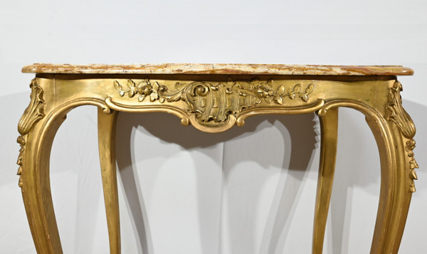 Petite Table de Milieu en Bois Doré, style Louis XV – Fin XIXe