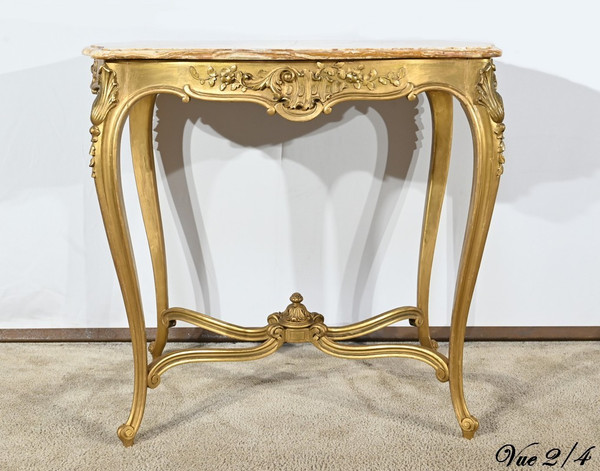 Petite Table de Milieu en Bois Doré, style Louis XV – Fin XIXe