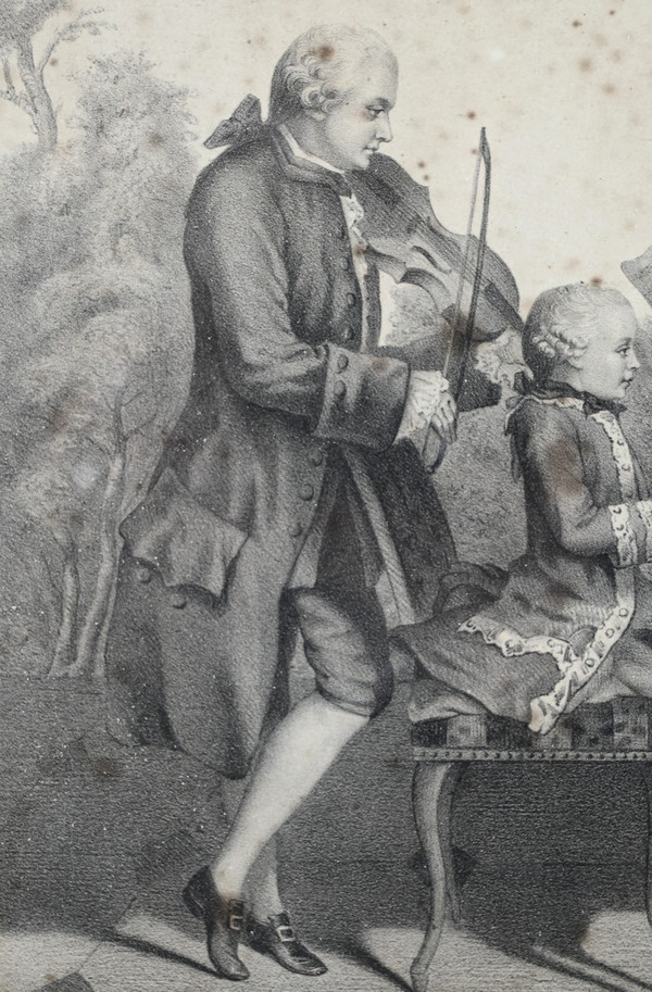 Engraving of the Mozart Family, Imprimerie Lemercier – Mid-19th century
