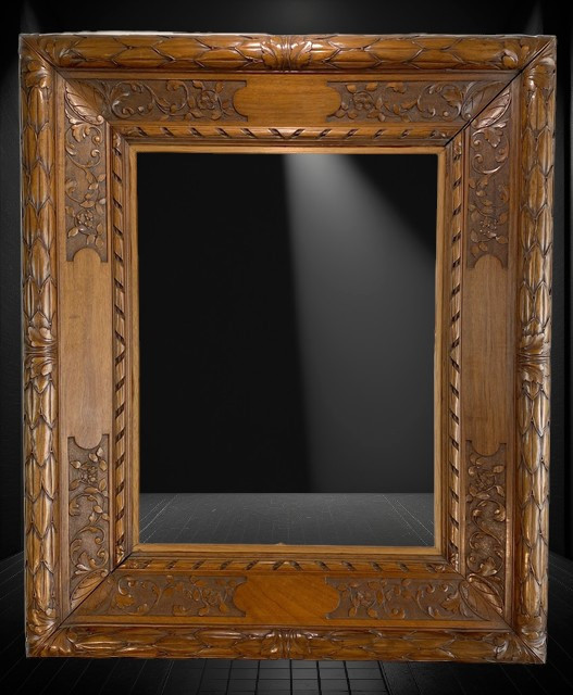 19TH CENTURY SOLID WALNUT FRAME FOR PAINTING 58 CM X 46.5 CM