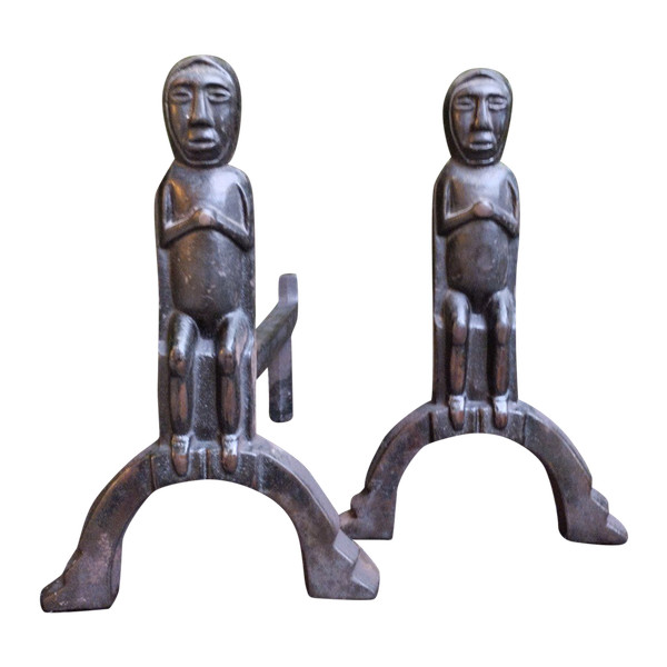 Pair Of Andirons - Bronze - Anton Prinner - C. 1930.