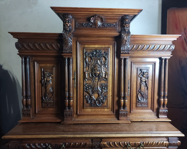 Renaissance two-body sideboard in walnut