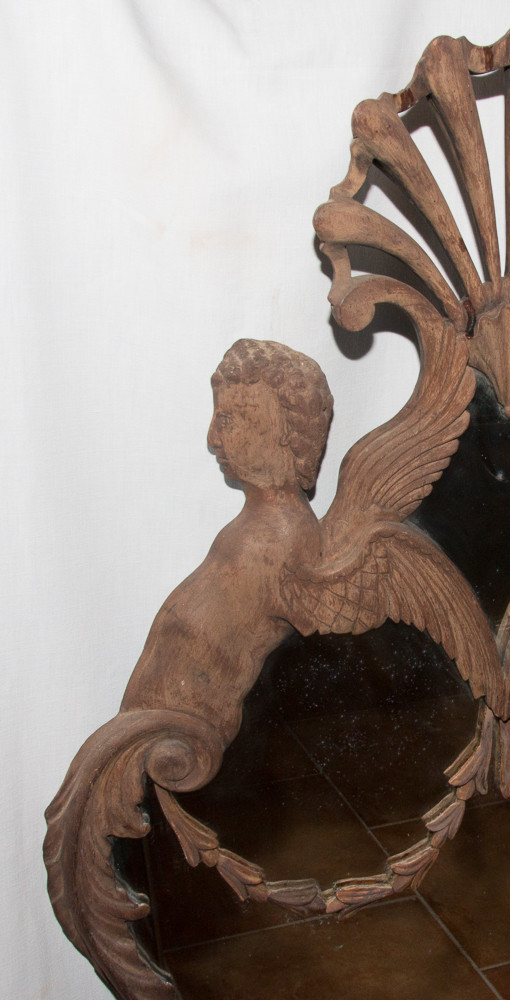 Grande Paire d'Appliques à Miroir En Acajou Italie Circa 1850