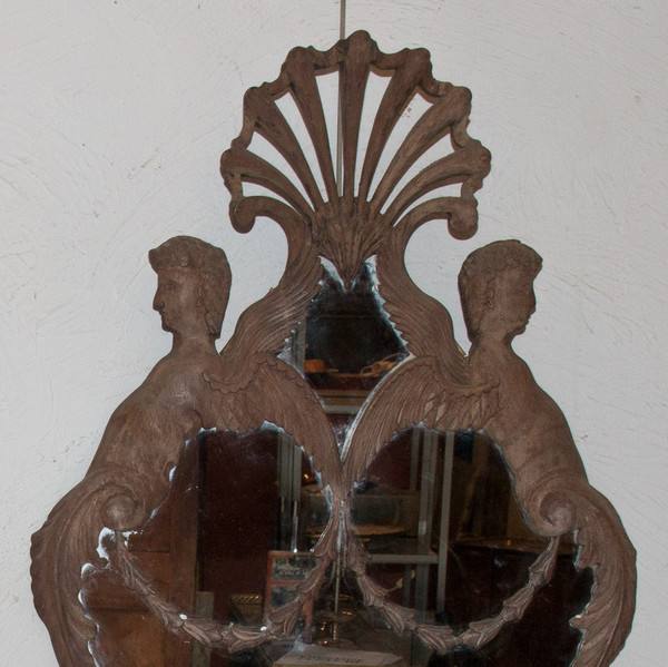 Grande Paire d'Appliques à Miroir En Acajou Italie Circa 1850