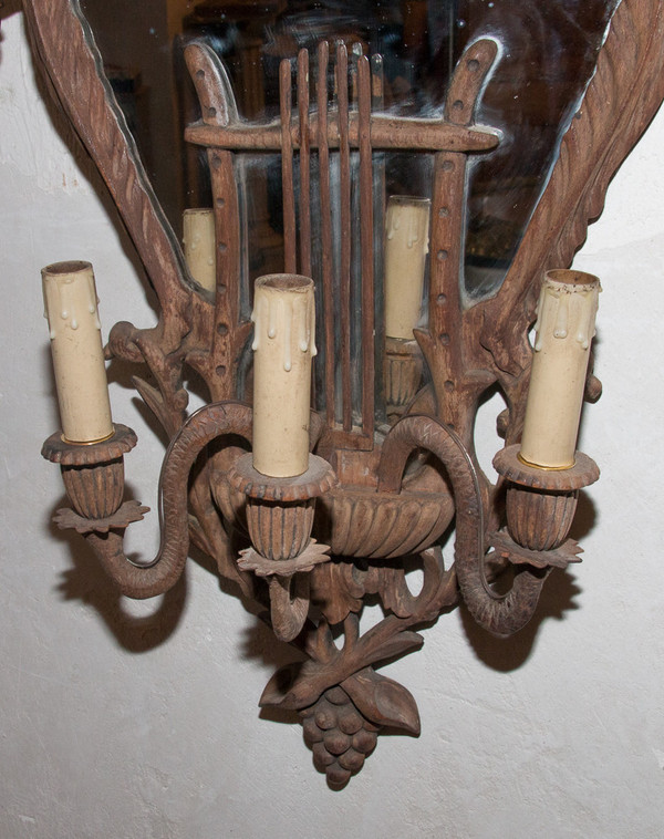 Grande Paire d'Appliques à Miroir En Acajou Italie Circa 1850