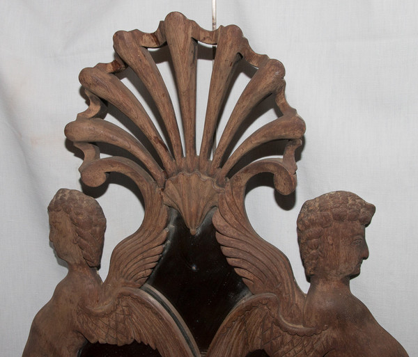 Grande Paire d'Appliques à Miroir En Acajou Italie Circa 1850