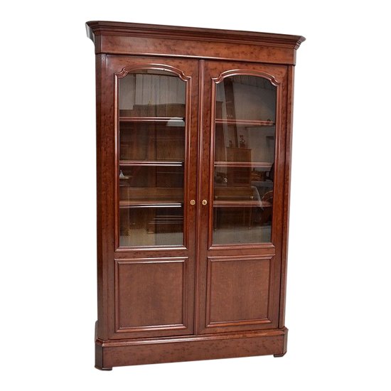  Libreria Vetrina impiallacciata in Mogano Maculato - Fine XIX Secolo