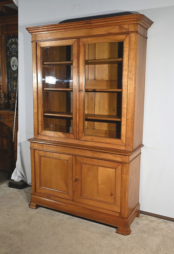 Kleines Buffet-Bücherregal mit zwei Korpussen aus massivem Kirschholz – 1900