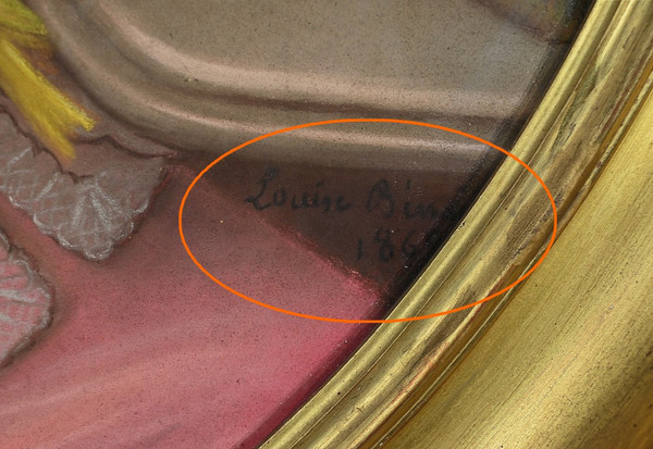 Bedeutendes Pastell „Das Mädchen mit dem Kanarienvogel“, französische Schule des 19. Jahrhunderts
