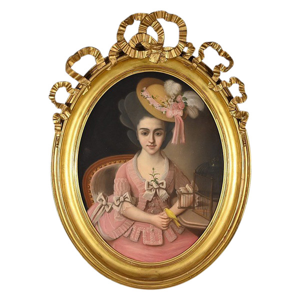 Important Pastel “The Girl with the Canary”, 19th century French school