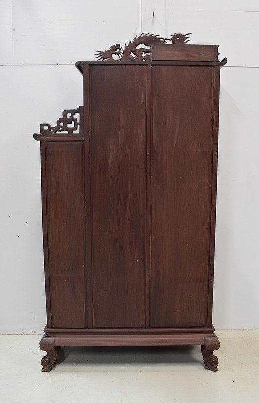  Mobiletto atipico asiatico, origine Vietnam, in mogano massiccio - Fine XIX secolo