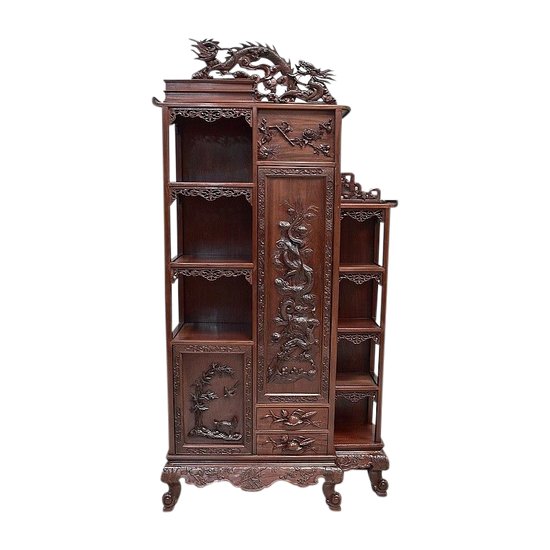  Atypique Meuble Cabinet Asiatique, origine Vietnam, en Acajou massif - Fin XIXe 