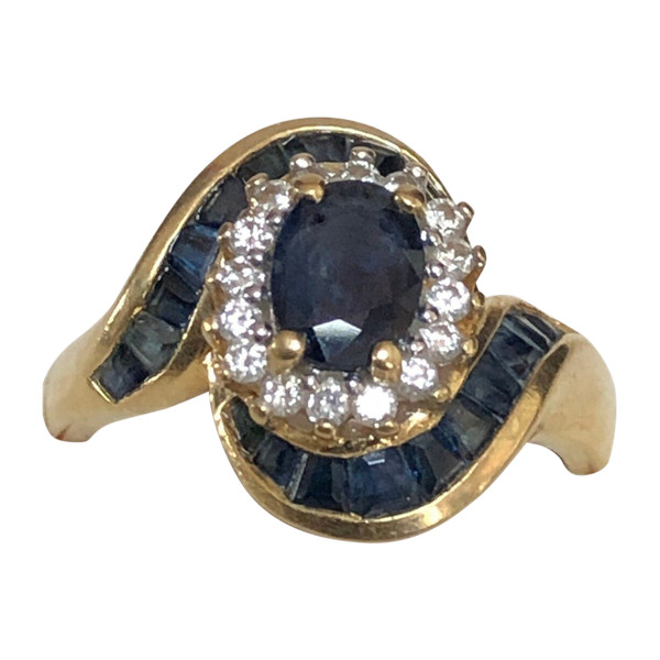 Gold Sapphires and Diamonds Ring from jeweler Maty in its original box