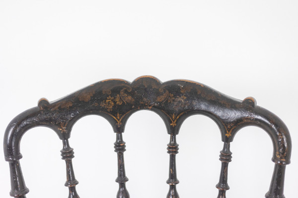 Rohrgeflechtstuhl aus gedrechseltem und geschwärztem Holz. Napoleon III.