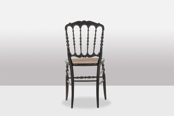 Rohrgeflechtstuhl aus gedrechseltem und geschwärztem Holz. Napoleon III.