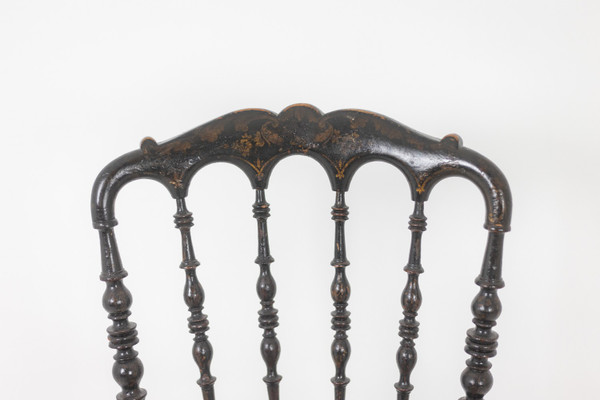 Rohrgeflechtstuhl aus gedrechseltem und geschwärztem Holz. Napoleon III.