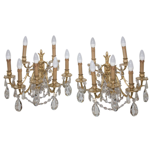 Pair Of Gilt Bronze Sconces Napoleon III Period