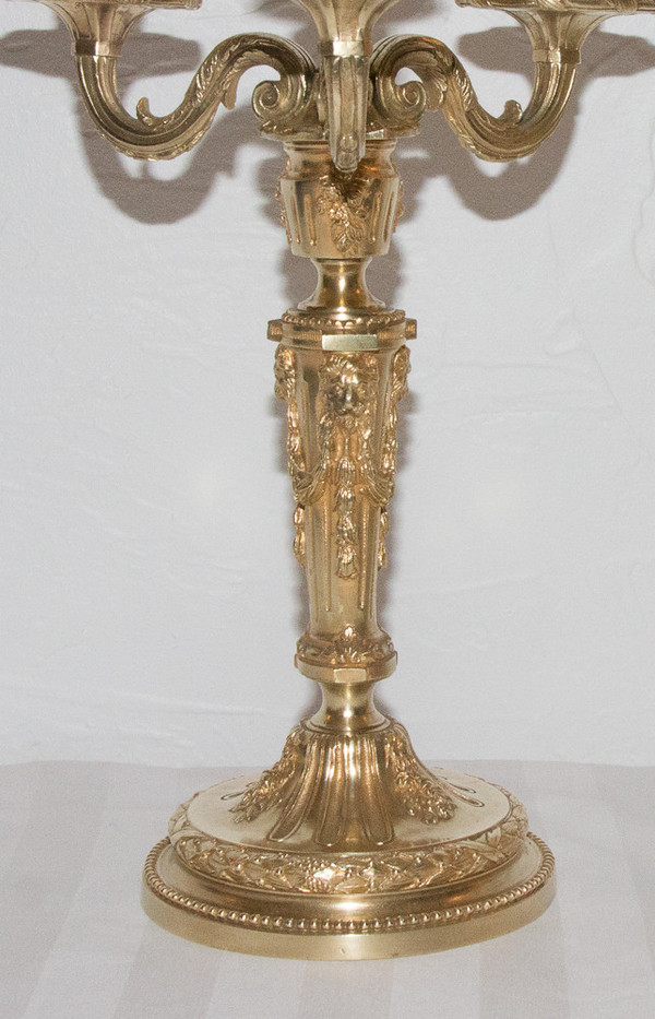 Paire De Chandeliers En Bronze Doré Henri Picard