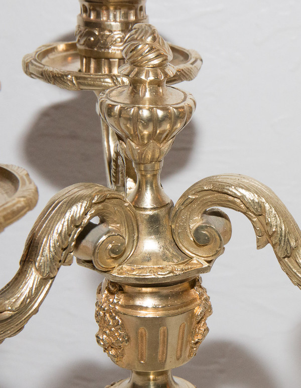 Paire De Chandeliers En Bronze Doré Henri Picard