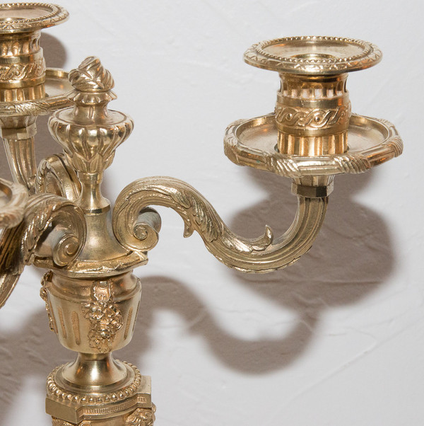 Paire De Chandeliers En Bronze Doré Henri Picard