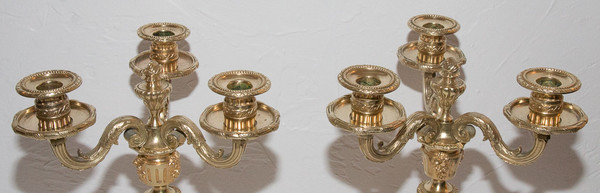 Paire De Chandeliers En Bronze Doré Henri Picard