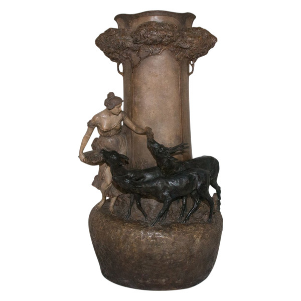 Grand Vase En Terre Cuite Lavergne ,goldscheider Circa 1900