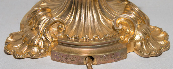 Lampe De Salon En Bronze Doré Maurice Thibault  Paris 