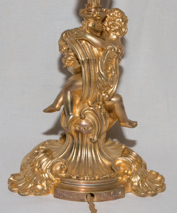 Lampe De Salon En Bronze Doré Maurice Thibault  Paris 